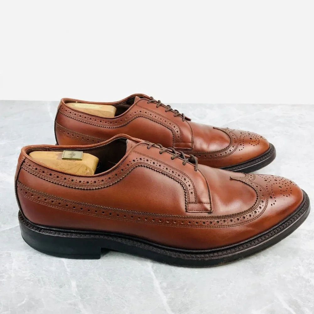 VTG Allen Edmonds Mens Size 10.5 Shoes USA Made Leather Longwing brogue bluchers